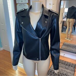 INC International Concepts Sleek Black Leather Jacket